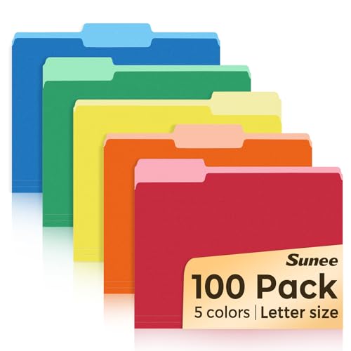 Eco-Friendly SUNEE File Folders Letter Size Assorted Colors, 100 Kit