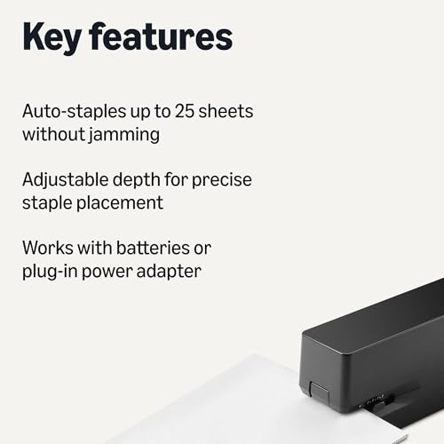 Basics Electric Automatic Stapler for Desk, 25 Sheet Set