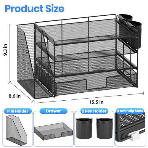 Classic OPNICE Desk Organizer, 4-Tier Desktop File Organizer with Drawer Set