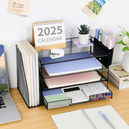 Classic OPNICE Desk Organizer, 4-Tier Desktop File Organizer with Drawer Set