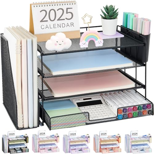 Classic OPNICE Desk Organizer, 4-Tier Desktop File Organizer with Drawer Set